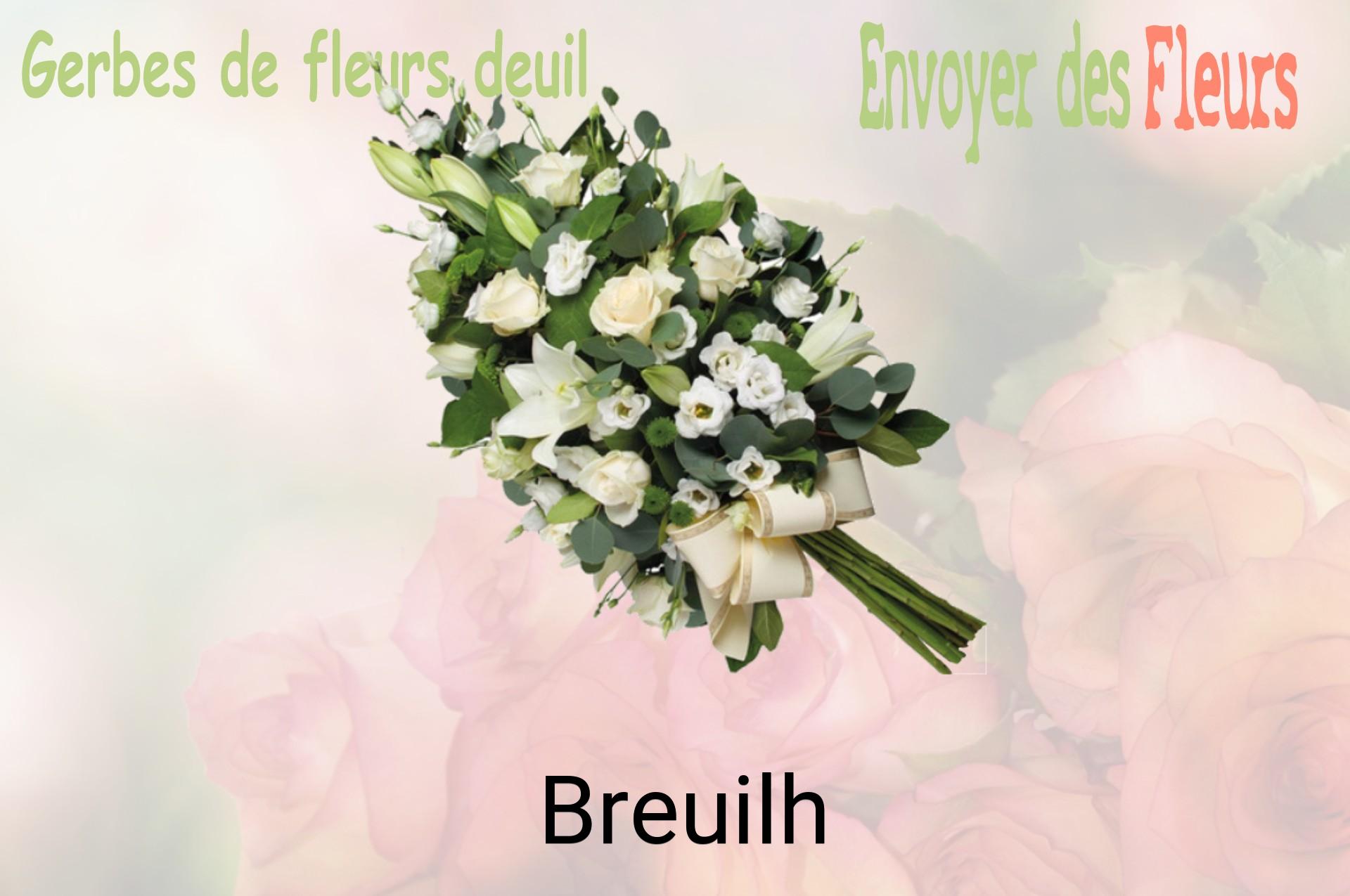 Gerbe de fleurs de deuil livrée à Breuilh